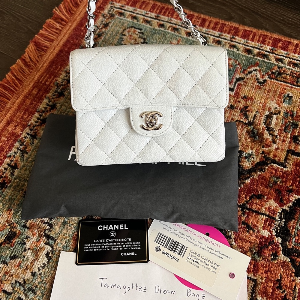 ❌SOLD-payment plan❌Chanel Classic Caviar Mini Square White Flap Bag - Picture 3 of 10